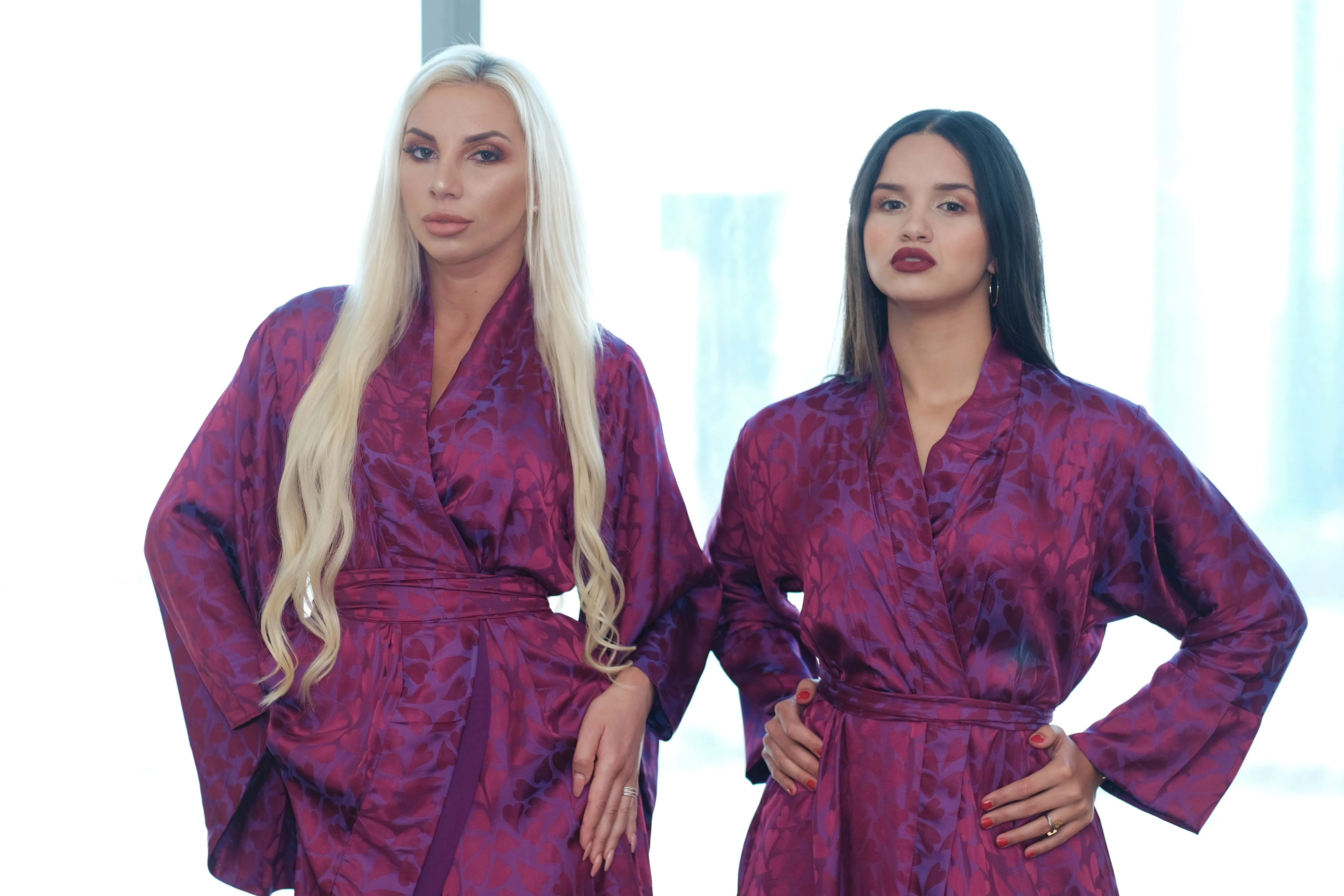 Set of 3- Purple Heart kimono robe set