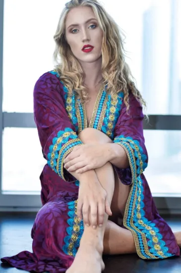 Set of 3- Purple Heart kimono robe set