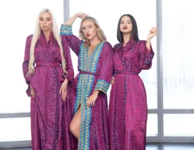 Set of 3- Purple Heart kimono robe set