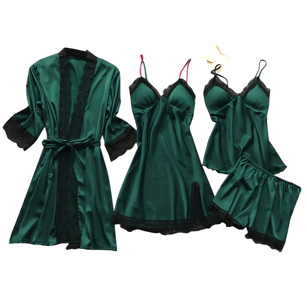Sexy Dessous Robe Frauen  Nachtwäsche Nachthemd Dessous Frauen Seide Spitze Robe Kleid Babydoll Nachtwäsche Nachthemd Pyjamas Set