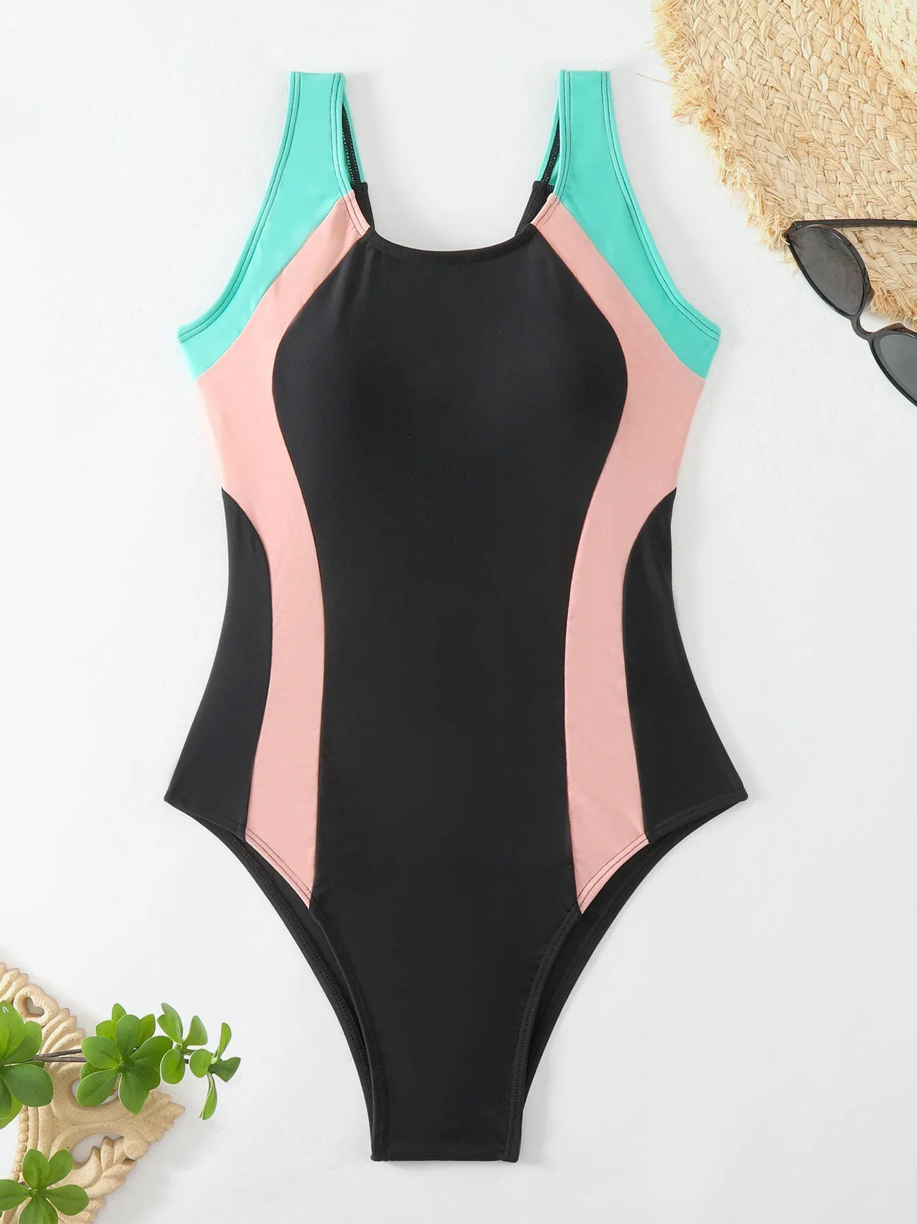 sports one piece swimsuit tummy control