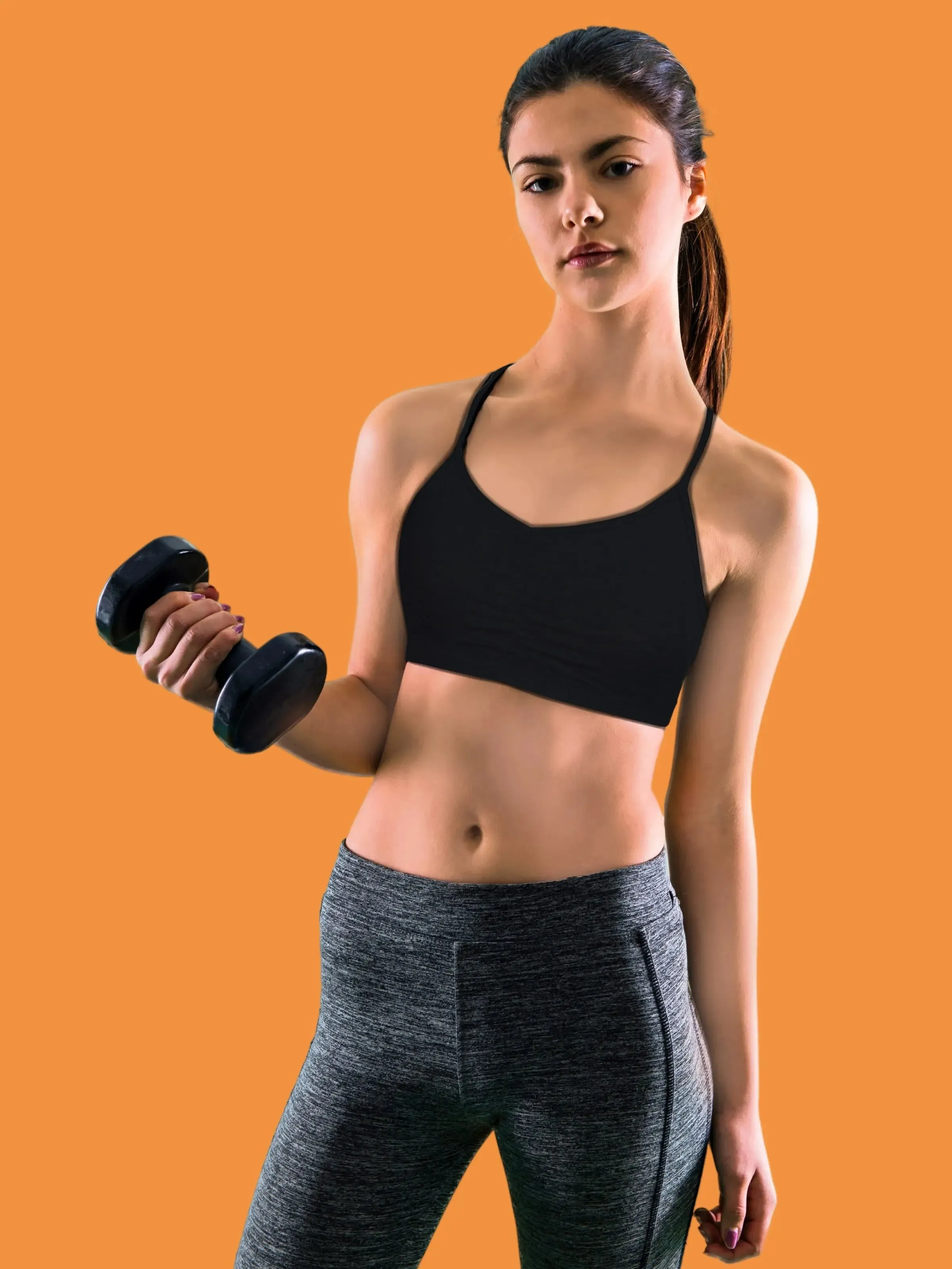 Thin Strap Cotton Padded Sports Bra  for Girls  | Removable Pads | Elasticated Underbrand | Good Support | Full Coverage Pack of 2 | Grey & Black Sports Bra