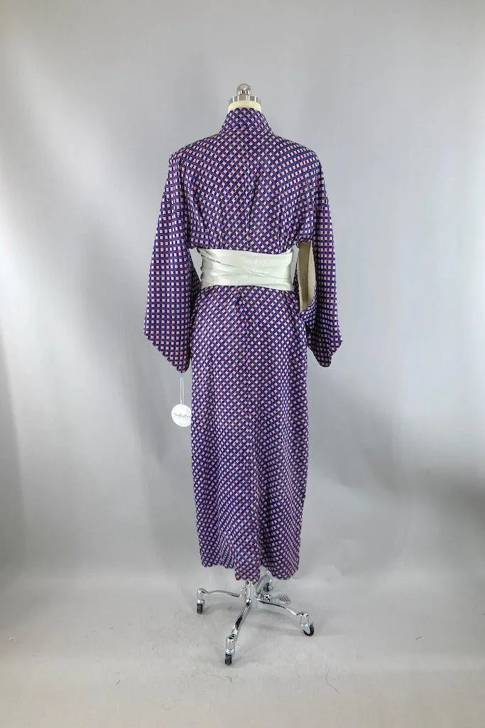 Vintage Blue Checkerboard Kimono