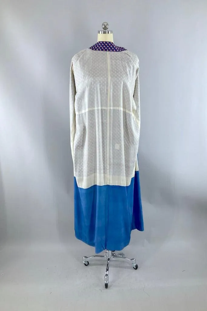 Vintage Blue Checkerboard Kimono