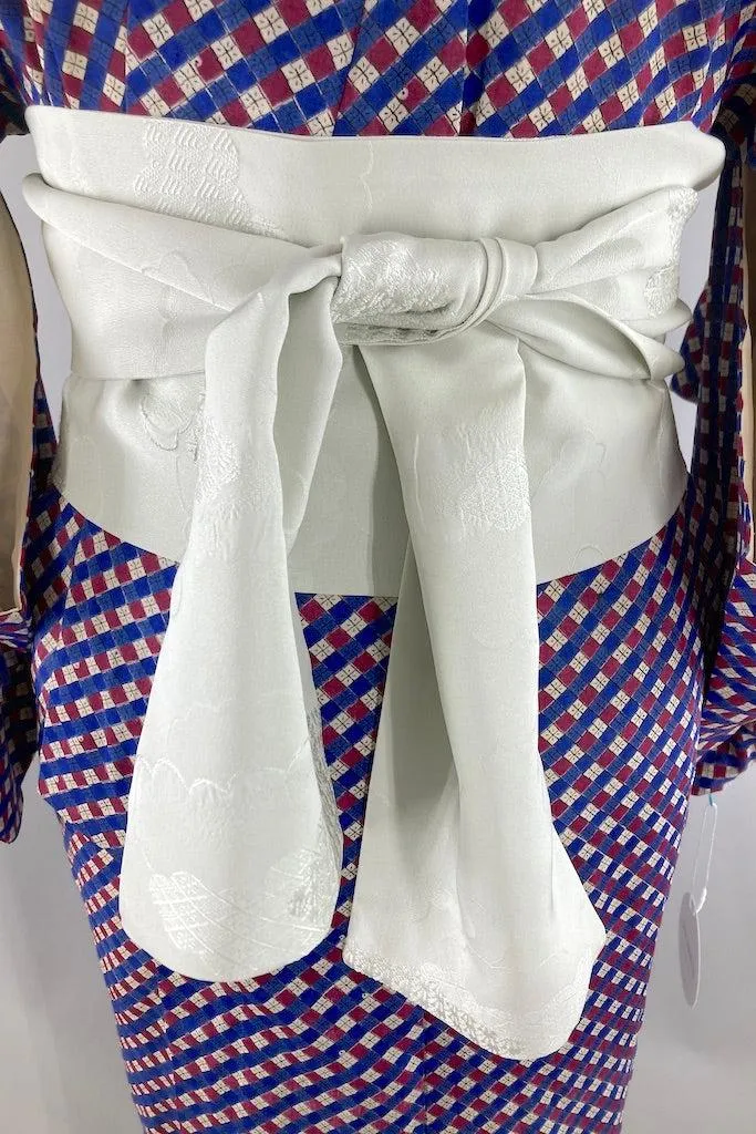 Vintage Blue Checkerboard Kimono