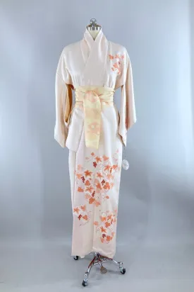 Vintage Ivory Grapevine Silk Kimono