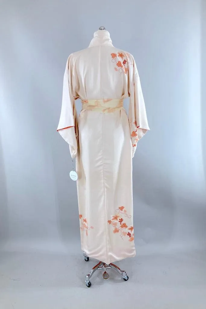 Vintage Ivory Grapevine Silk Kimono