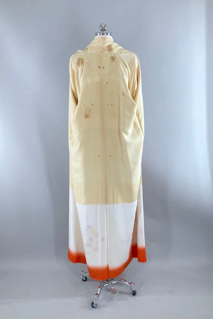 Vintage Ivory Grapevine Silk Kimono